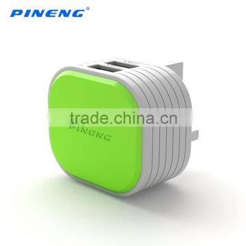 PINENG PN-501 UK Standard adapter with dual USB for mobile phones