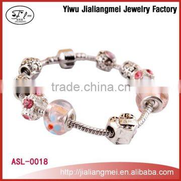 Fashionabe custom design european beads metal charm bracelets for women