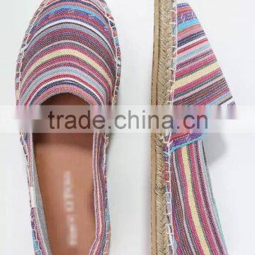  women shoes ethnic woven striped fabric jute sole espadrille