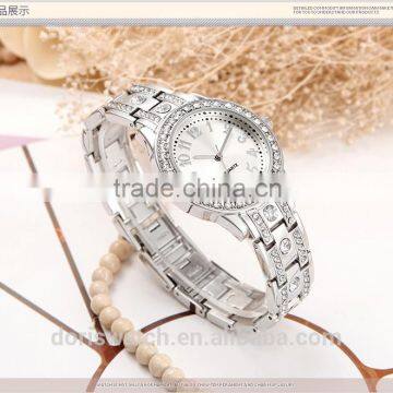 Custom Sales Alloy Promotional Wrist Watch PC21S Movement Silver Watch With Bright Stone on the Case photo-3