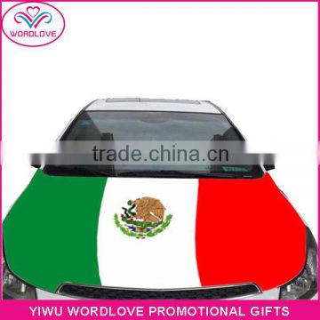 custom elastic printed polyester&spandex Mexico flag car hood cover,promotion Mexican car bonnet flag for national day