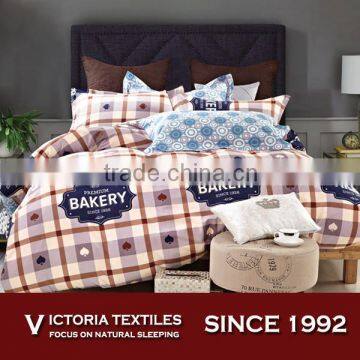 Playing Card Patchwork Simple Plaid Comforter Cover set Bedding Bed Sheets Set Full Size Brown