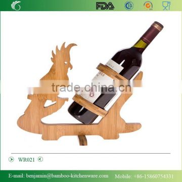 WR021/100% Bamboo Material Hot Sale Parrot Shaped Folding Bamboo Wine Rack