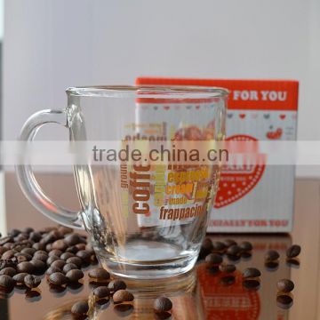 Coffee glass mug with handle decal for sale