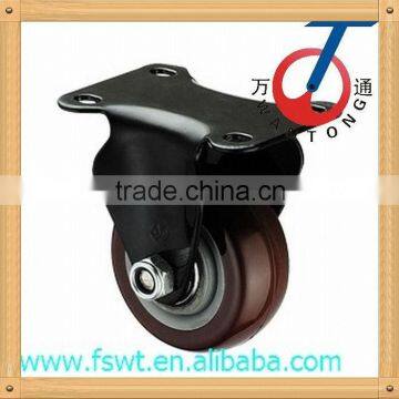 Hadware Industrial Furniture Medium Duty Polyuretane Fixed Black Bracket Caster Wheel