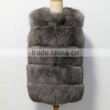 winter genuine silver fox fur vest for women