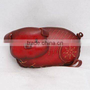 Handmade Leather Large Pig Coin Purse photo-3