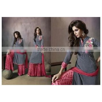 Hegemonic Black Georgette Palazzo Churidar Suit/Buy Online Churidar Suit