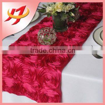 Satin embroidery rosette christmas table runner for events decoration