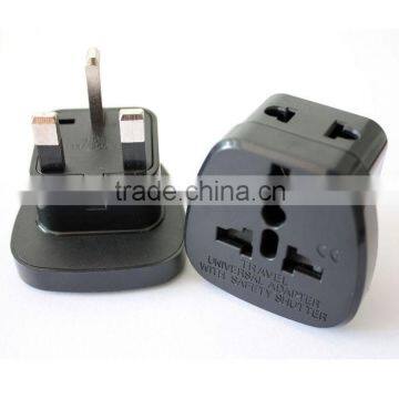 New hot selling products 2016 Double sockets, Universal to UK Singapore Malaysia plug travel adapter adaptor with safety shutter