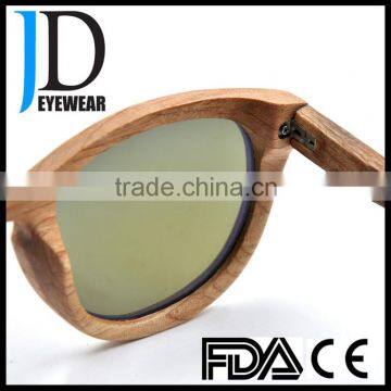 2016 Latest Trendy Vintage Blue Mirrored Lens Zebrawood Sunglasses