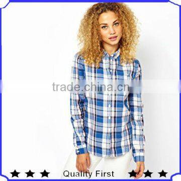 wholesale fashion design women autumn long sleeve cotton check shirt shkz 164