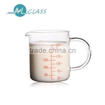 China supplier clear glass measuring cup with handle handmade glassware OEM ODM 250ml