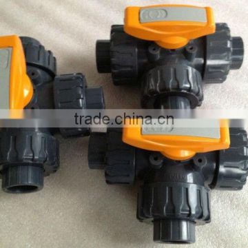 Manual 3 way L-port 1/2'' pvc ball valve