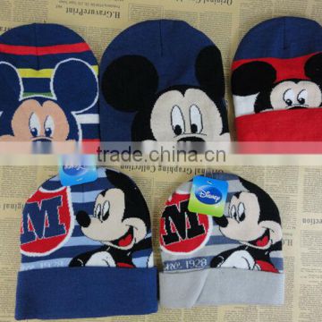 2014 new children's cartoon Mickey Mouse spell color knit cap sleeve head cap thick warm outside