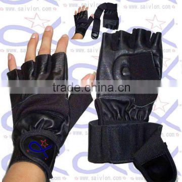 Promotional leather sport gloves black gloves