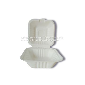 JUST disposable paper pulp bagasse food container clamshell 6