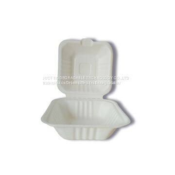 JUST Disposable Paper Pulp Bagasse Food Container Clamshell 6