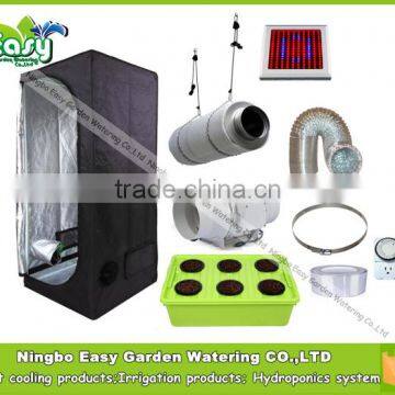 Hydropoinics Complete indoor grow tent kits 80x80x160cm with DWC bucket, LED grow light and ventilation equipment