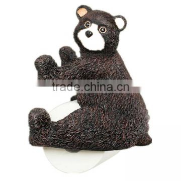 Personalized Handmade Painted Decorative Poly Resin Bear Toilet Paper Roll Holder