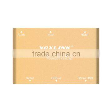 1080P HDMI And VGA+Audio Dual Display Converter Digital AV Multiport Adapter Golden photo-3