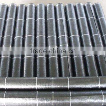 2x100m black pp weed mat with green stripes
