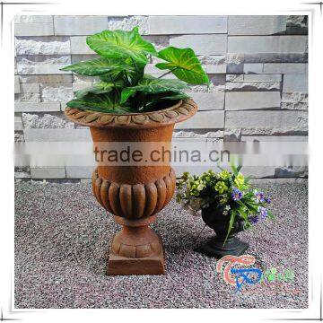 Nature Rust Front Door Fiberglass Flower Cup And Saucer Planter photo-3