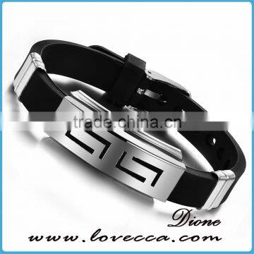 Charm Rubber Silicone Chain Gold Cross Wristband Bracelet for Mens With Stainless Steel Buckle photo-4