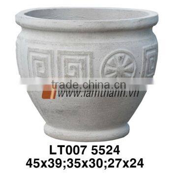 The Old Vietnamese Pottery Company Stylish Garden Decor Round Short Pattern Bonsai Pottery