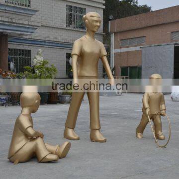 Fiberglass children play sculpture statue