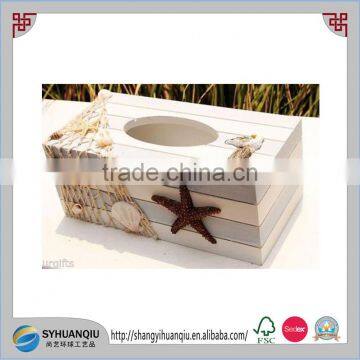 Nautical Decor Seaside Associated Wedding Use Wooden Paper Box Tissure Cover Holder Box photo-6