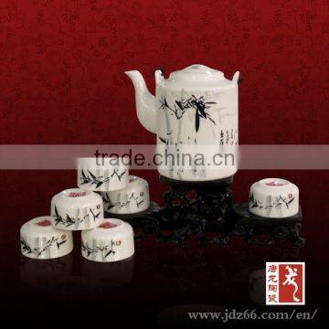 High quality hand painted bamboo chinese ink ceramic turkish handmade tea set made in China