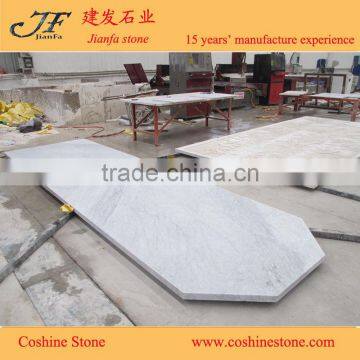 White Marble Table Tops Italian Bianco Carrara White Countertop Kitchen Cabinets photo-5