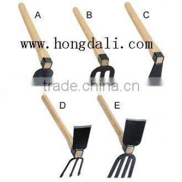 multi garden digging tool/multi hoe/wood handfork hoe/garden double head hoe