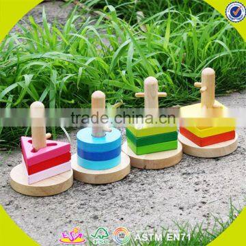 Wholesale Toddler Funny Wooden Stacking Triangle Blocks Toy Colorful Stacking Triangle Blocks Game W13E002 photo-6