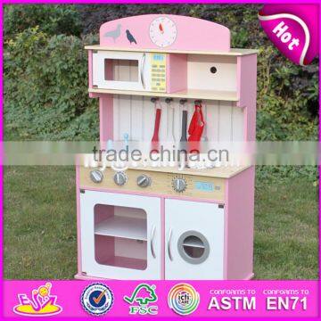 2017 New Design Kids Pretend Play Pink Wooden Kitchen Toy W10C238 photo-2