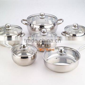 metal stainless steel cooking pans and pots , 12 pcs Cooware sets