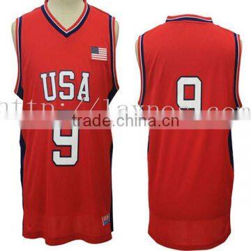 Red color man basketball shirt