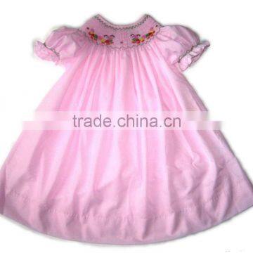 Pink Smocked Caterpillars Baby Girls Bishop Dress