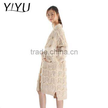 Korea Winter Long Coat Wholesale Knit Hooded Cardigan Women Sweater photo-3