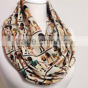 Antique Egyptian Pattern Infinity Scarf, Circle Scarf, Loop Scarf, Scarves, Shawls, Spring - Fall - Winter - Summer Fashion photo-2