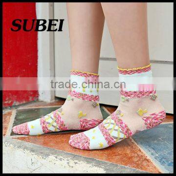 Lady crystal transparent silk sock