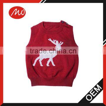 reindeer print red color christmas singlet kids jumpers vest for sale