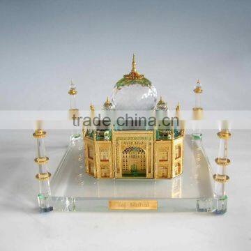 High Quality K9 Crystal Taj Mahal Model With 24k Gold Plating Metal JC0008