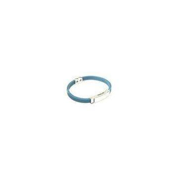 Germanium Titanium Sports Silicone Bracelet Wristbands With Stainless Steel Parts