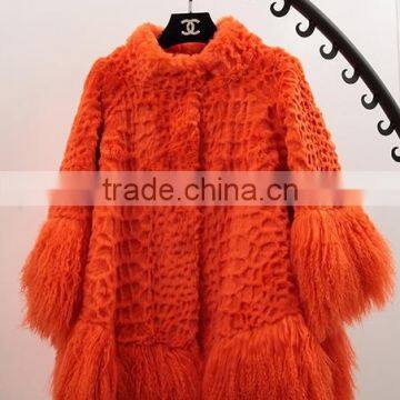 YR117 Mexico Style Fahion Fur Jacket Colored Genuine Mongolia and Rabbit Fur Coat photo-5