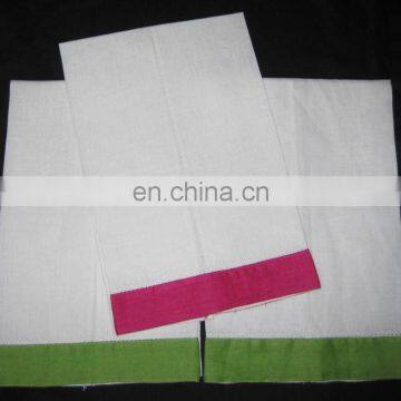 colorful edge pure linen tea towel with dot hemstitch