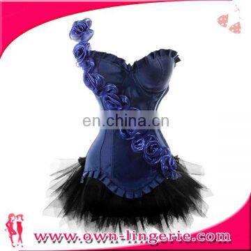 Women's Plus Size Lace Up Corset Lingerie With Skirt