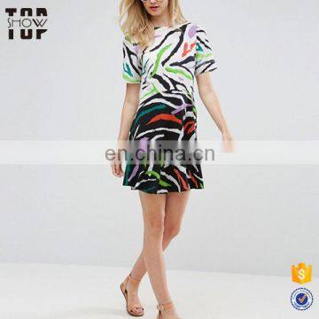 OEM factory customized print polyester woven fabric pregnant women mternity dress