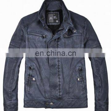 2015 lastest fashion mens handsome fur lined pu leather fur coat